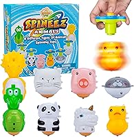 IPIDIPI TOYS Spineez 8 Animal Light Up Spinning Tops for Kids - LED Glow Spinners, Easter Basket Stuffers, Party Favors Boys Girls