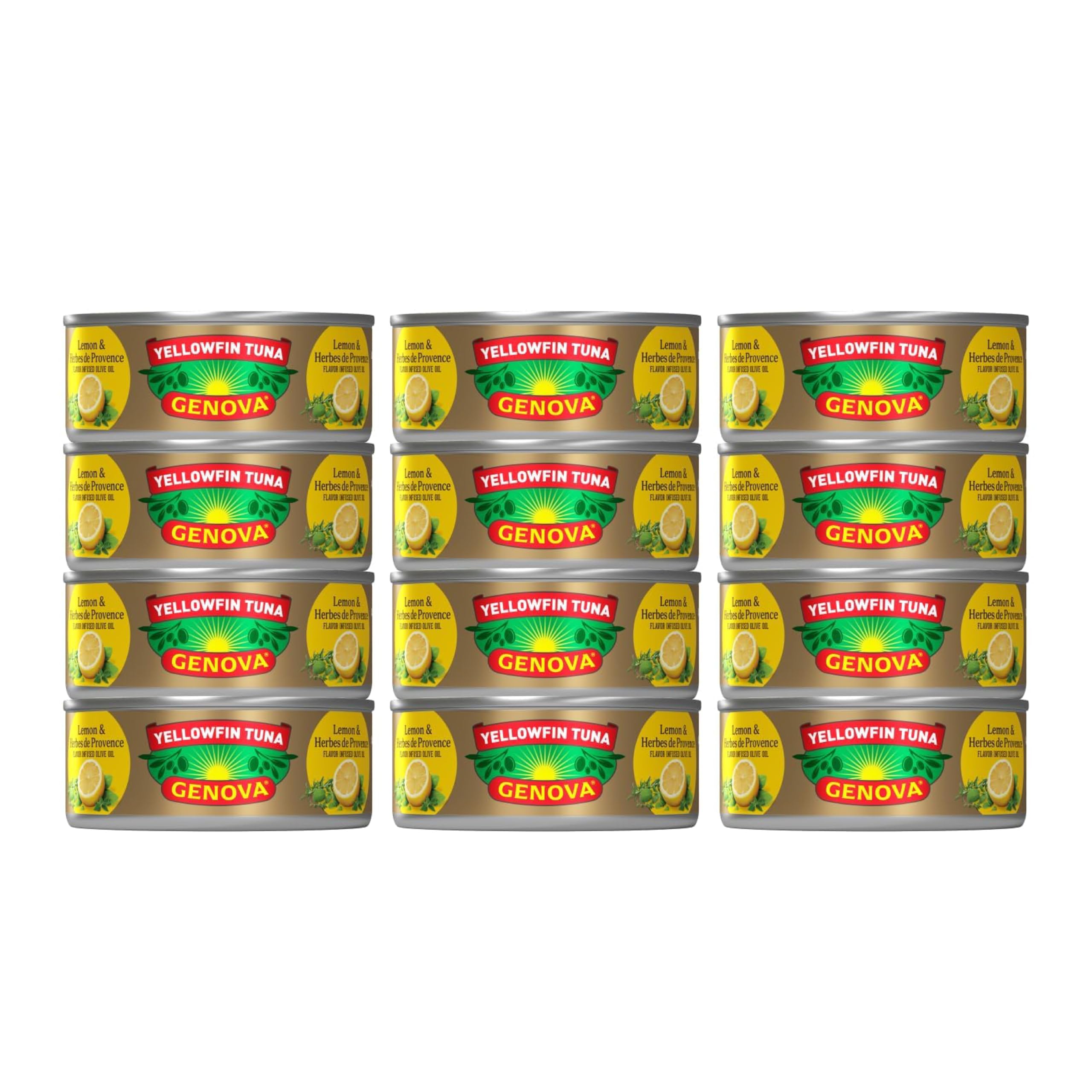 Genova Yellowfin Tuna in Lemon and Herbes de Provence / 5 Ounce (Pack of 12) / 12 Tuna Fish