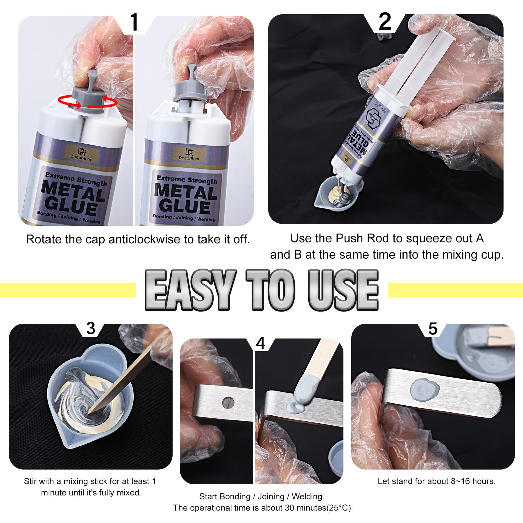 Colla per Metalli Bicomponente - Adesivo Epossidico Extra Forte 100ml per Riparazioni su Acciaio, Alluminio, Plastica, Piastrelle e Ceramica - Resistente al Calore - Alta Resistenza