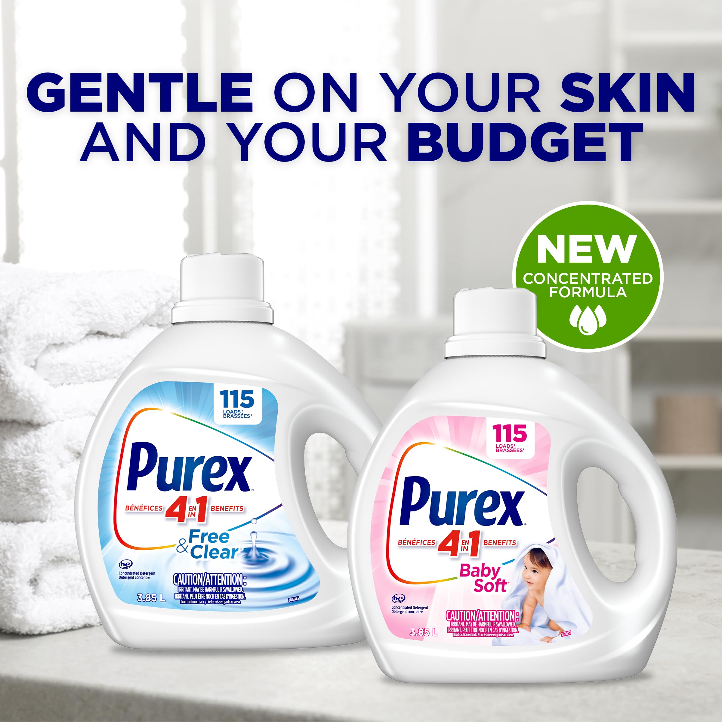 Purex Free and Clear, Concentrated Hypoallergenic Liquid Laundry Detergent for Sensitive Skin, Free of Perfumes and Dyes, 1.17L, 35 Wash Loads, HE Compatible - 4