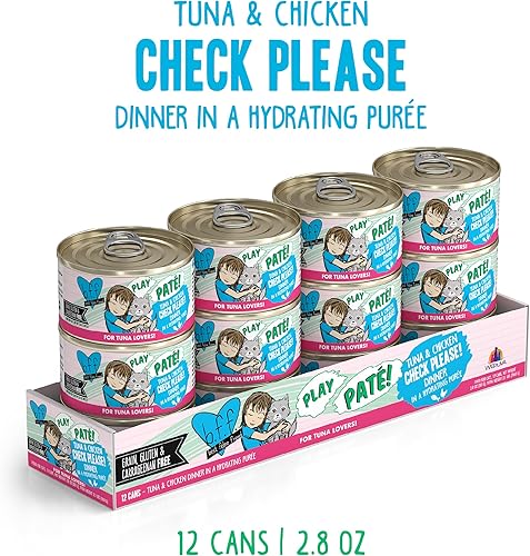 Miniatura 2 de B.F.F. PLAY - Best Feline Friend Paté Lovers, Aw Yeah!, Atún & Chicken Check Please! con atún y pollo, lata de 2.8 onzas (paquete de 12)