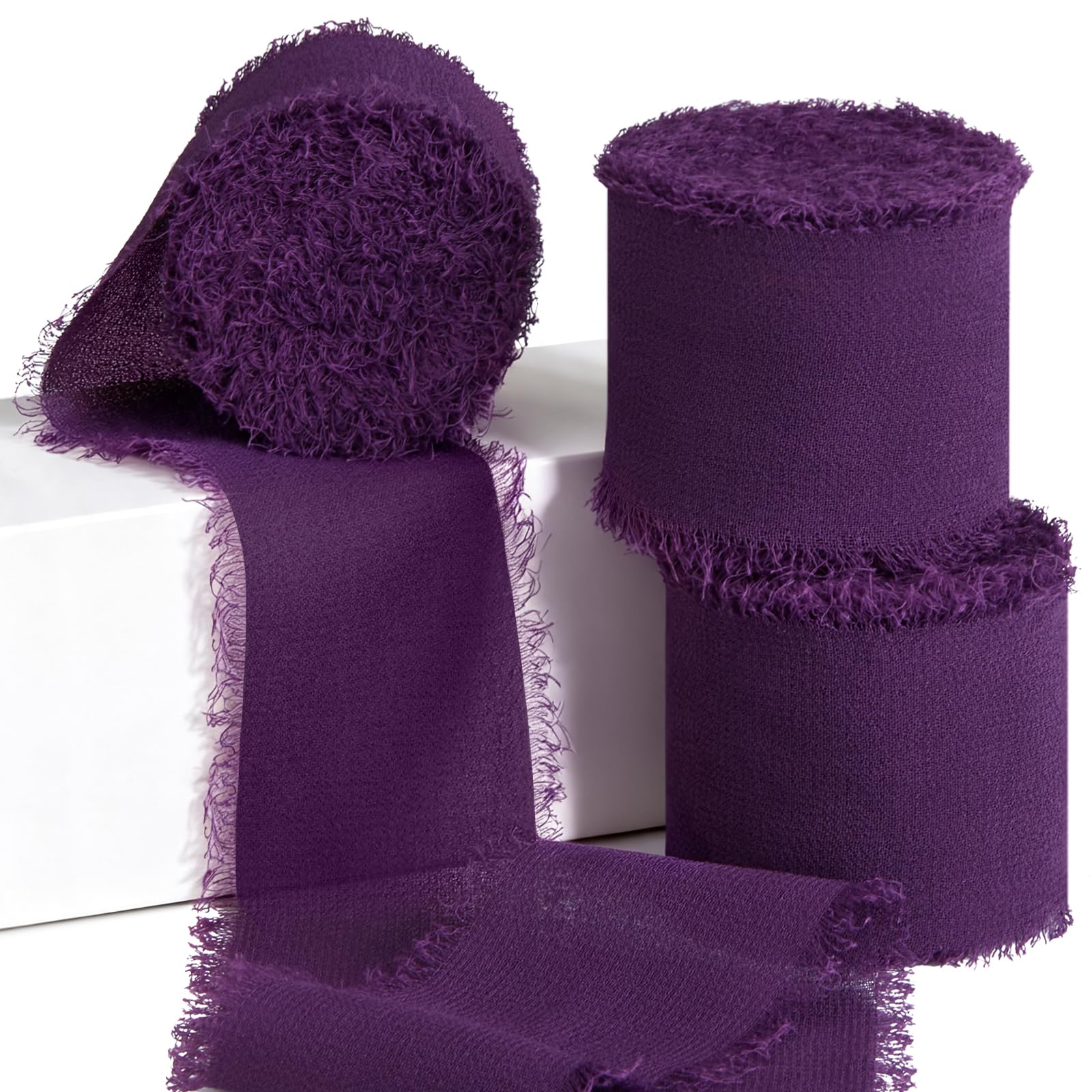 Photo 1 of Jutieuo Chiffon Ribbon, Purple, 1.5 Inch x 21 Yards