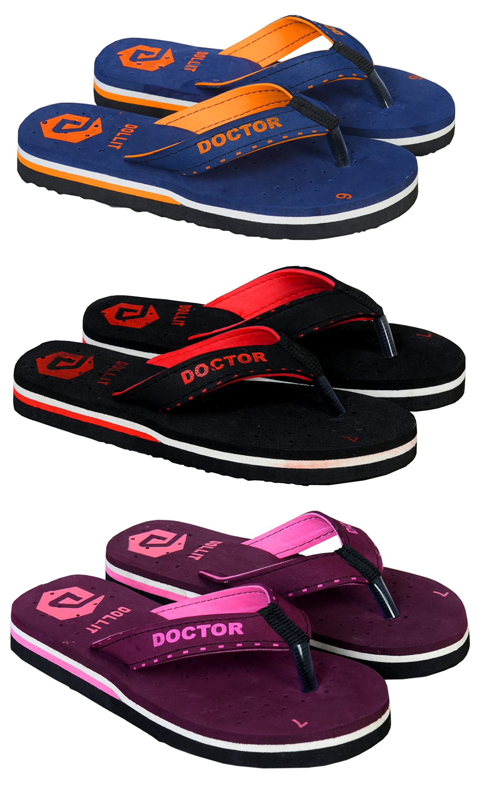 DOLLIT Orthopaedic Acupressure Comfortable Daily Usable Health Dr Slippers for Women (Black, 7 UK, numeric_7) - Combo Pack of 3 (B09RN856S4) Amazon Price History, Amazon Price Tracker