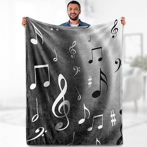 Music Note Gifts Blanket for Women - Abstract Themed Art Gifts Throw for Men Teacher Adult Kids Girls Boys Music Lovers Soft Fuzzy Fleece Cozy Birthday Christmas Lightweight Blanket 50