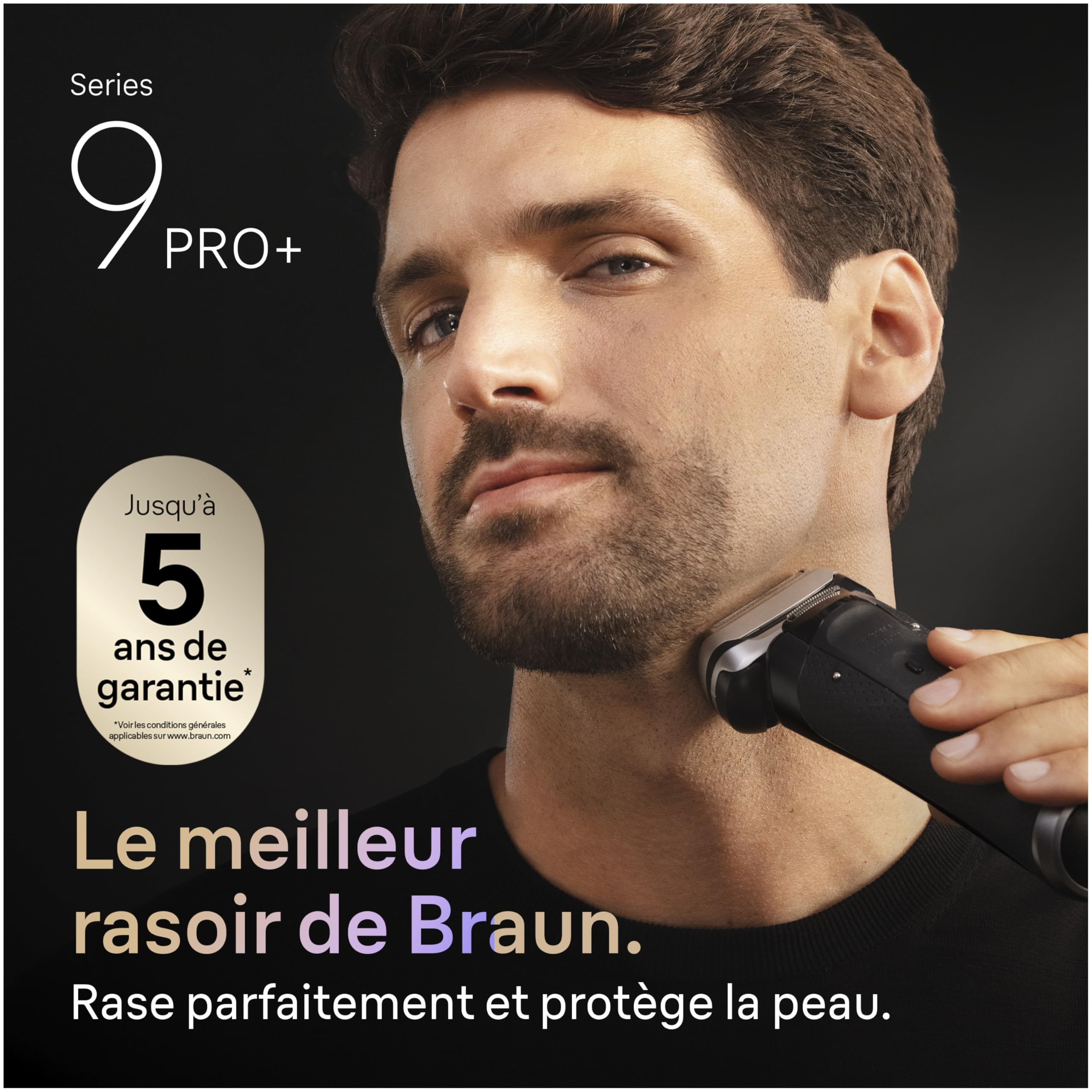 Braun Rasoir Electrique Homme Series 9+ Pro 9690CCE Noir | Etanche, Batterie Rechargeable, Lames de Précision Ultra-Fines, Tondeuse ProTrimmer, Station de Nettoyage, Tête de Pre-Rasage