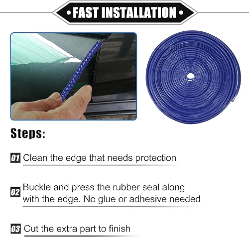 Vista 35 de Protector de borde de puerta de automóvil, 32.8 pies en forma de U, borde de goma, protector universal para automóvil, camión, ATV, barco, Rojo