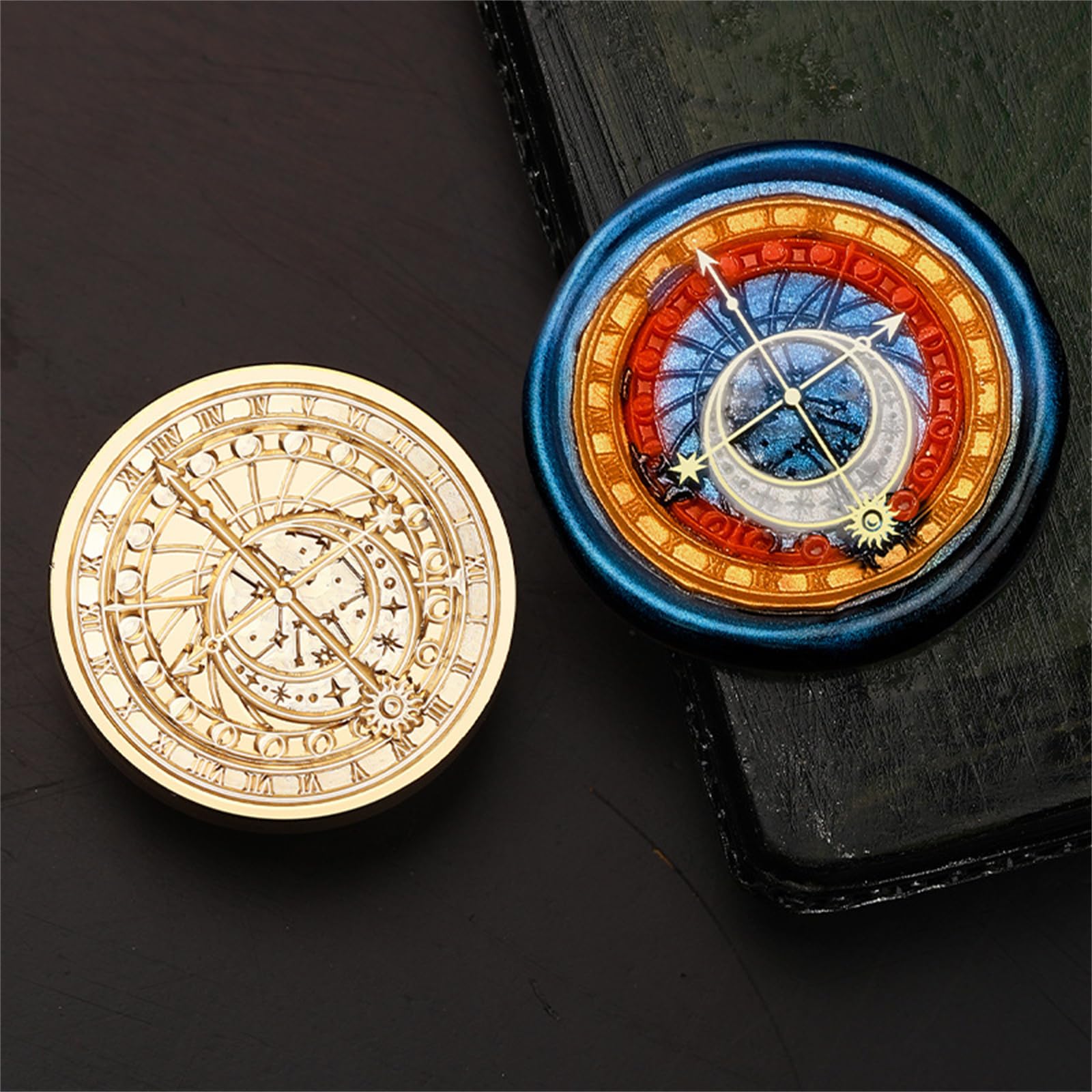 Tampon à Cacheter En Cire – Série Astronomique (horloge, Boussole…) – Tête En Laiton Diam. ~3 Cm – Pour Lettres, Invitations, Scrapbooking – Décoration élégante Et Personnelle - 6