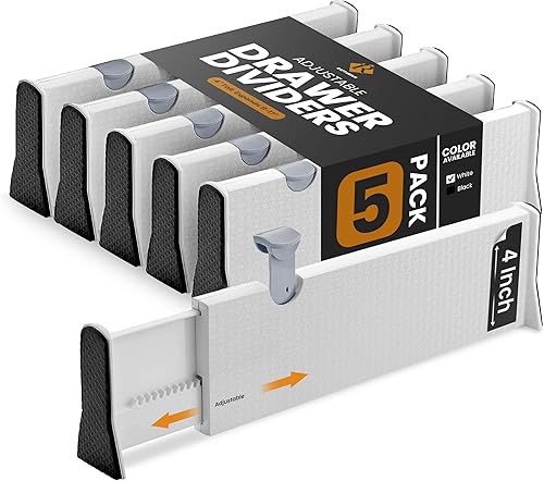 RAPTUROUS Divisores de cajones de bambú, 4 unidades, divisores de cajones de cocina de 2.75 pulgadas de alto, con resorte, 17.5-22 pulgadas de