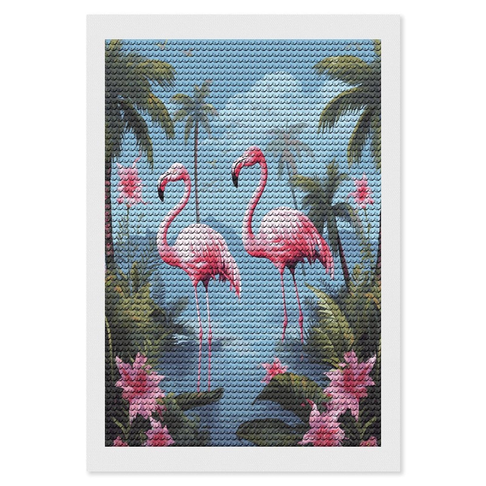 LDGSUPH Tropical Flamingos Diamond Painting Kits for Adults Paint with Diamond Pictures Art DIY Full Drill Diamond Dots Painting Personalized Diamond Photo for Home Wall Decor Gift 8"x12"