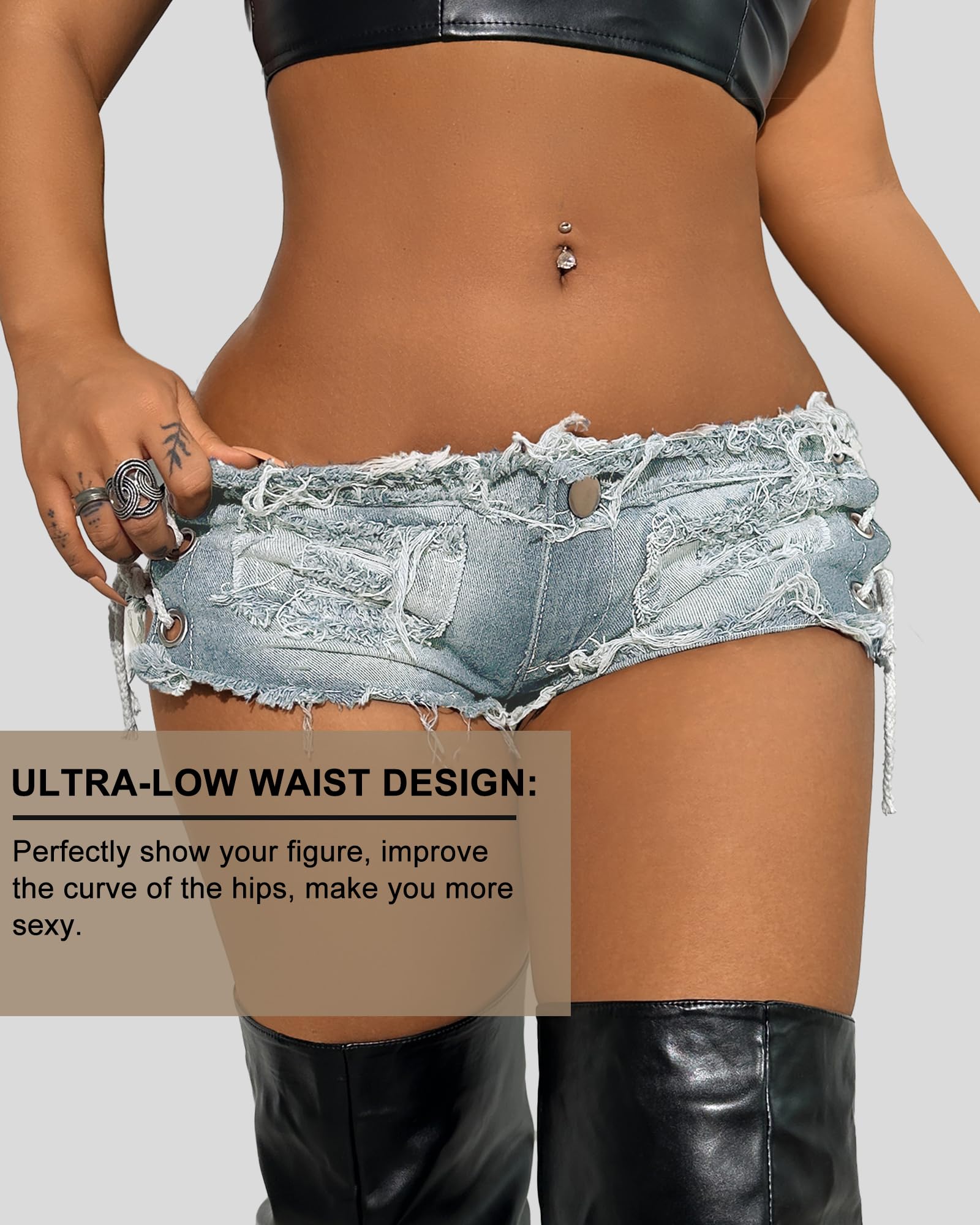 Mini Jean Shorts Cut Off Sexy Jean Shorts Micro Shorts Sexy Short Shorts for Women Lingerie Denim Shorts Hot Pants: Small Light Blue