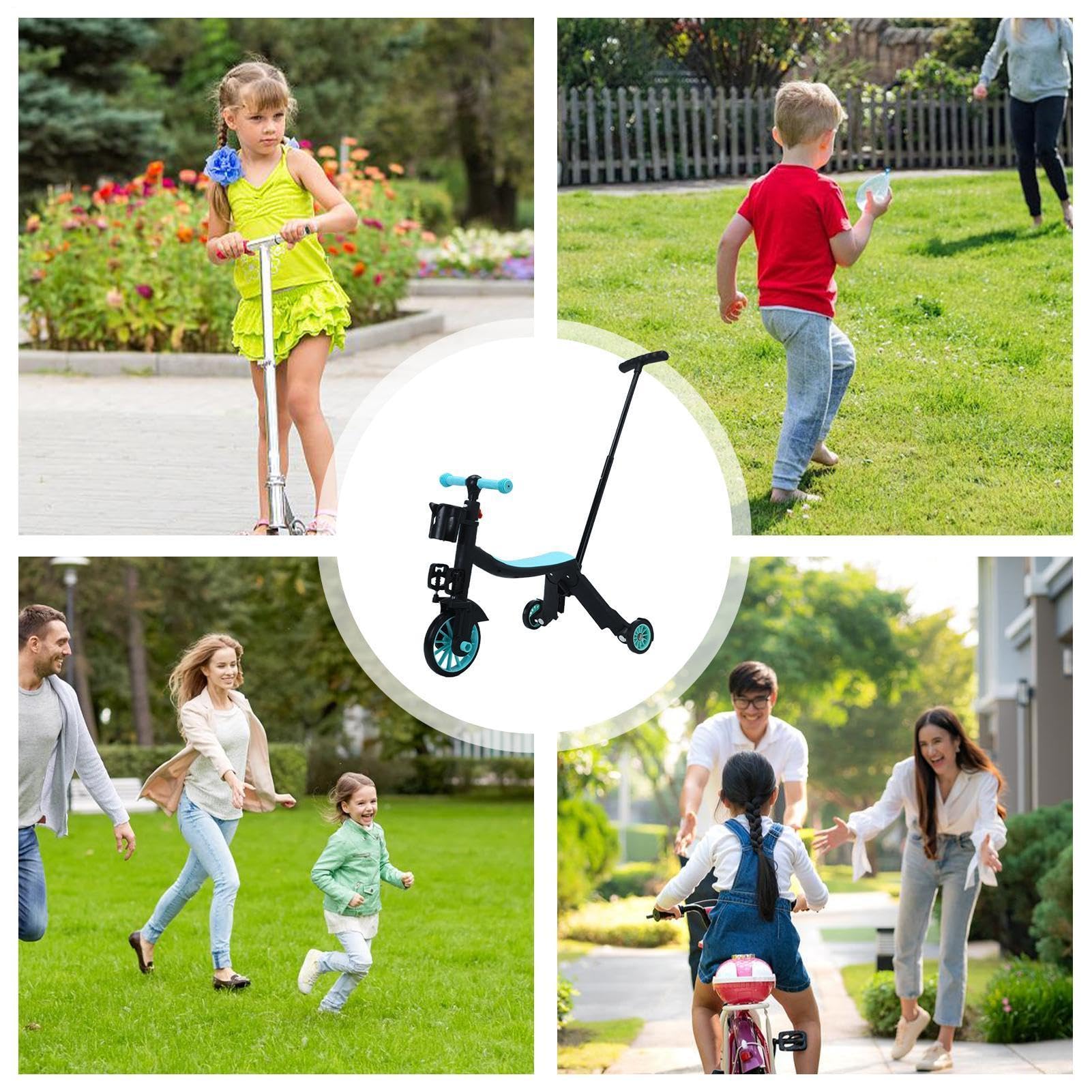 Triciclo Infantil Manillar de Empuje Estable Ajustable multimodo