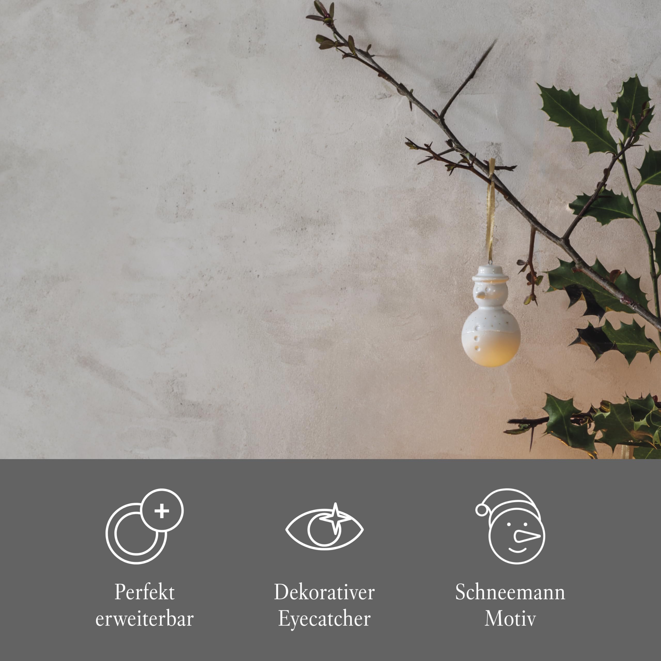 like. by Villeroy & Boch – Winter Glow ozdoba bałwanek, dekoracja świąteczna z porcelany Premium, ozdoba choinkowa, 4,5 x 4,5 x 8 cm