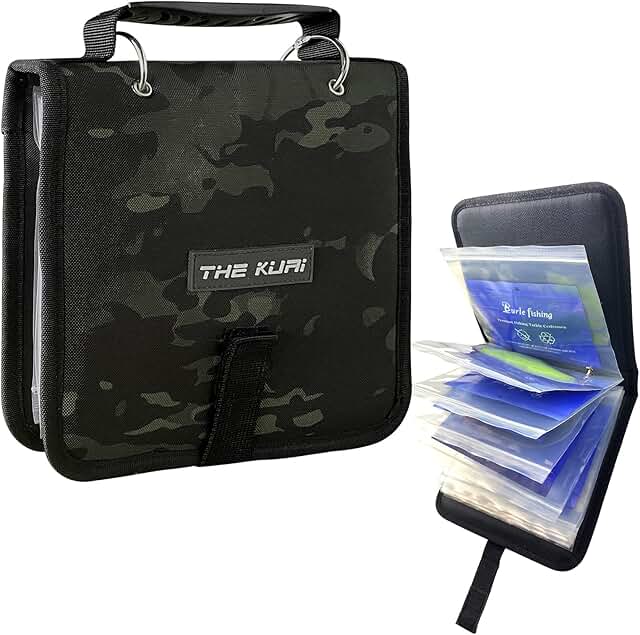Thekuai Fishing Tackle Binder, Lure Storage Bag, Soft Bait Binder, Fishing Organized Storage Rig Bag for Baits, Rigs, Jigs...