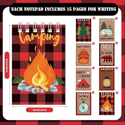Miniatura 2 de Eaasty Paquete de 32 cuadernos temáticos de campamento y aventura, mini cuaderno en espiral, cuaderno pequeño de bolsillo para niños, campamento y