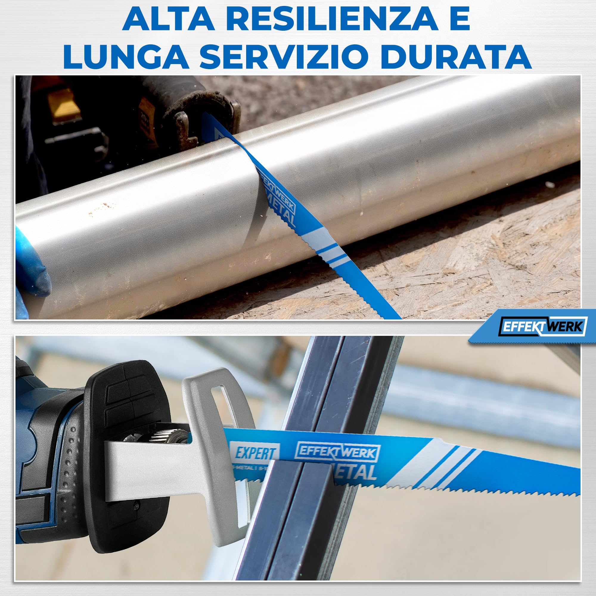 Lame per seghetto alternativo per metallo - 5 pezzi - Set di lame per seghetto alternativo per taglio di metallo da 9"/225 mm - Acciaio bimetallico - 8-10 TPI (denti per pollice)