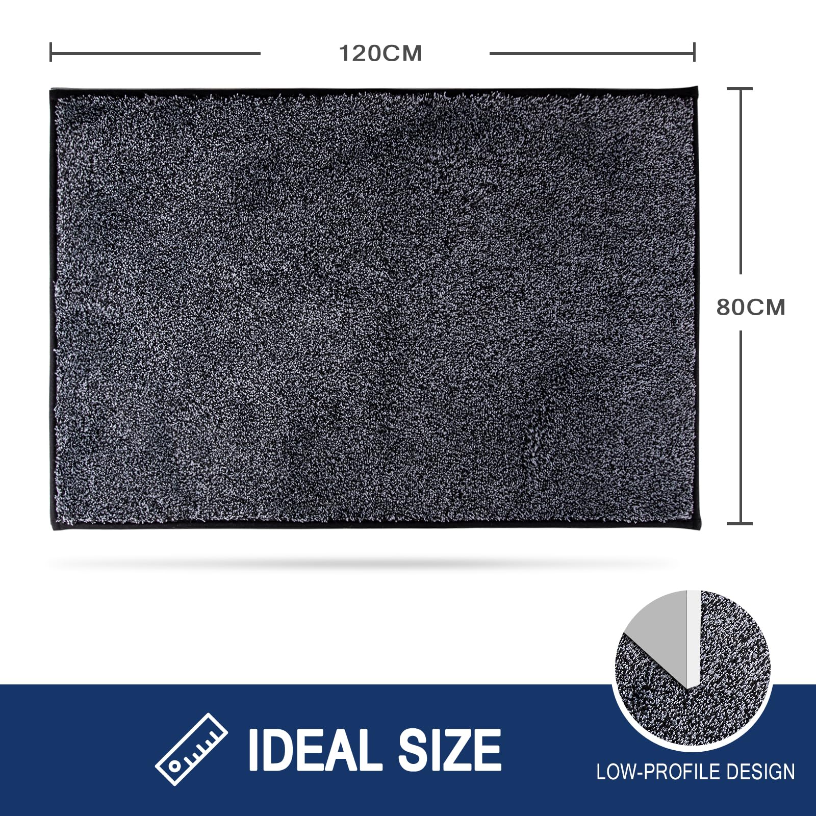 FCSDETAIL Zerbino Trappola Sporco 80 x 120 cm, Tappetino Antiscivolo Lavabile in Lavatrice, Zerbino d'Ingresso con Microfibre Morbide Assorbenti per Cane, Ingresso, Porta e Corridoio