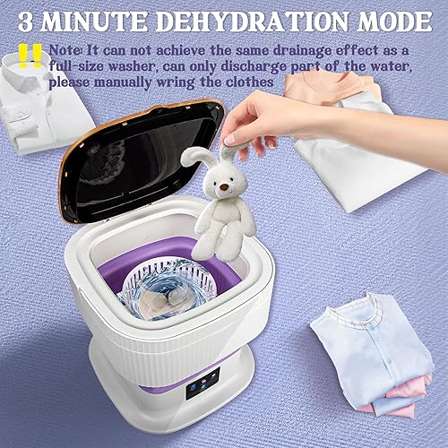 Miniatura 5 de Mini lavadora, lavadora plegable portátil con 3 modos de limpieza, potencia mejorada de 60 W y lavadora de capacidad de 15 L, adecuada para