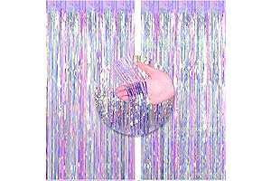 2-Piece 3ft x 8.3ft Corlorful Metallic Tinsel Foil Fringe Curtains