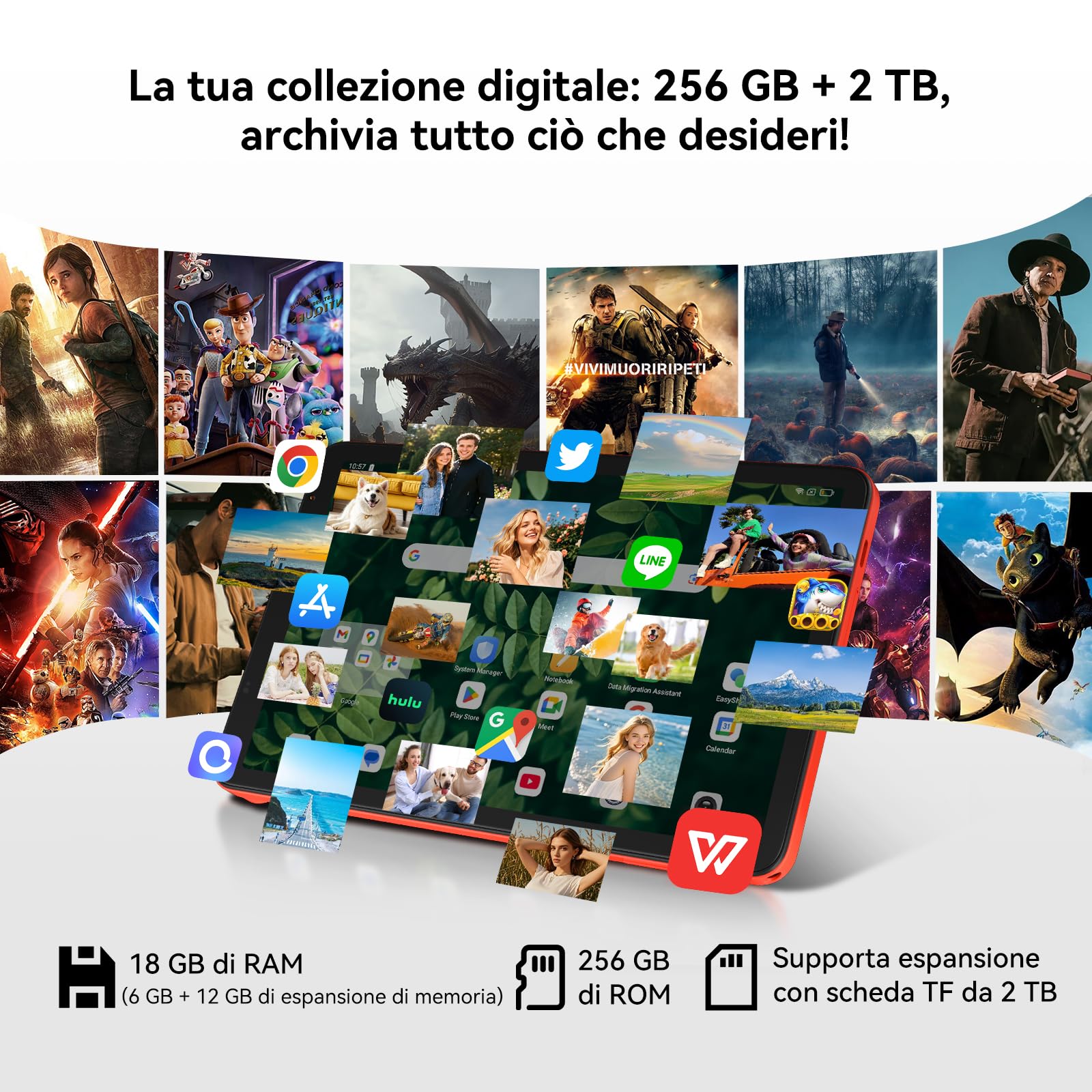 Blackview ZENO 1 8 pollici Tablet Android 15 90Hz 800x1280 - Ultra leggero&compatto Gaming, T615 8 core AI Chip, 18GB RAM+256GB ROM(2TB TF)/4G LTE+WiFi5G/Face ID/6000mAh/8MP+8MP/Widevine L1/BT5.2/GMS