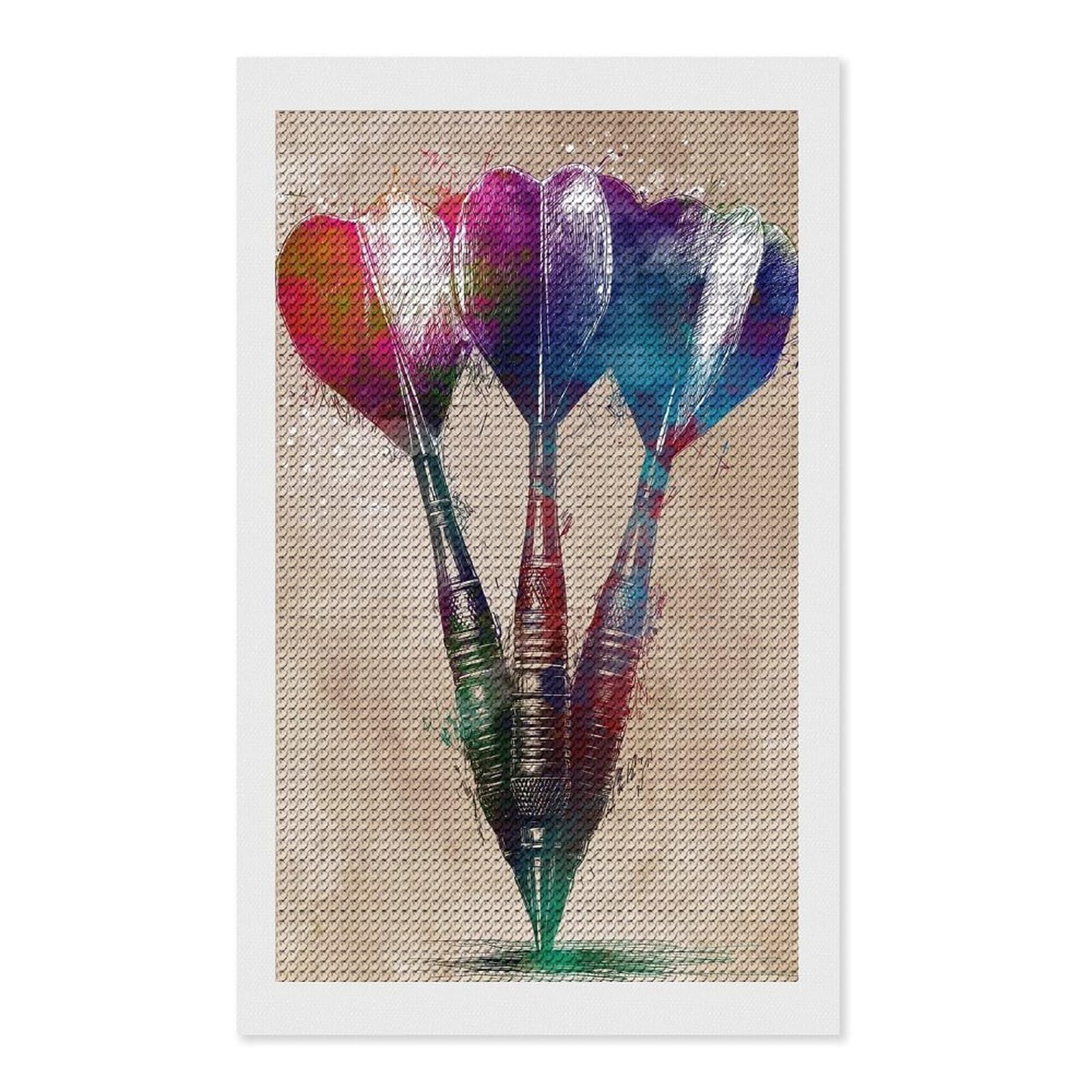 Junmoney Watercolor Darts Art 5D Diamond Painting Kit 12"x20", Relaxing DIY, Mindful Craft Project, Full Kit Included, Thoughtful Present