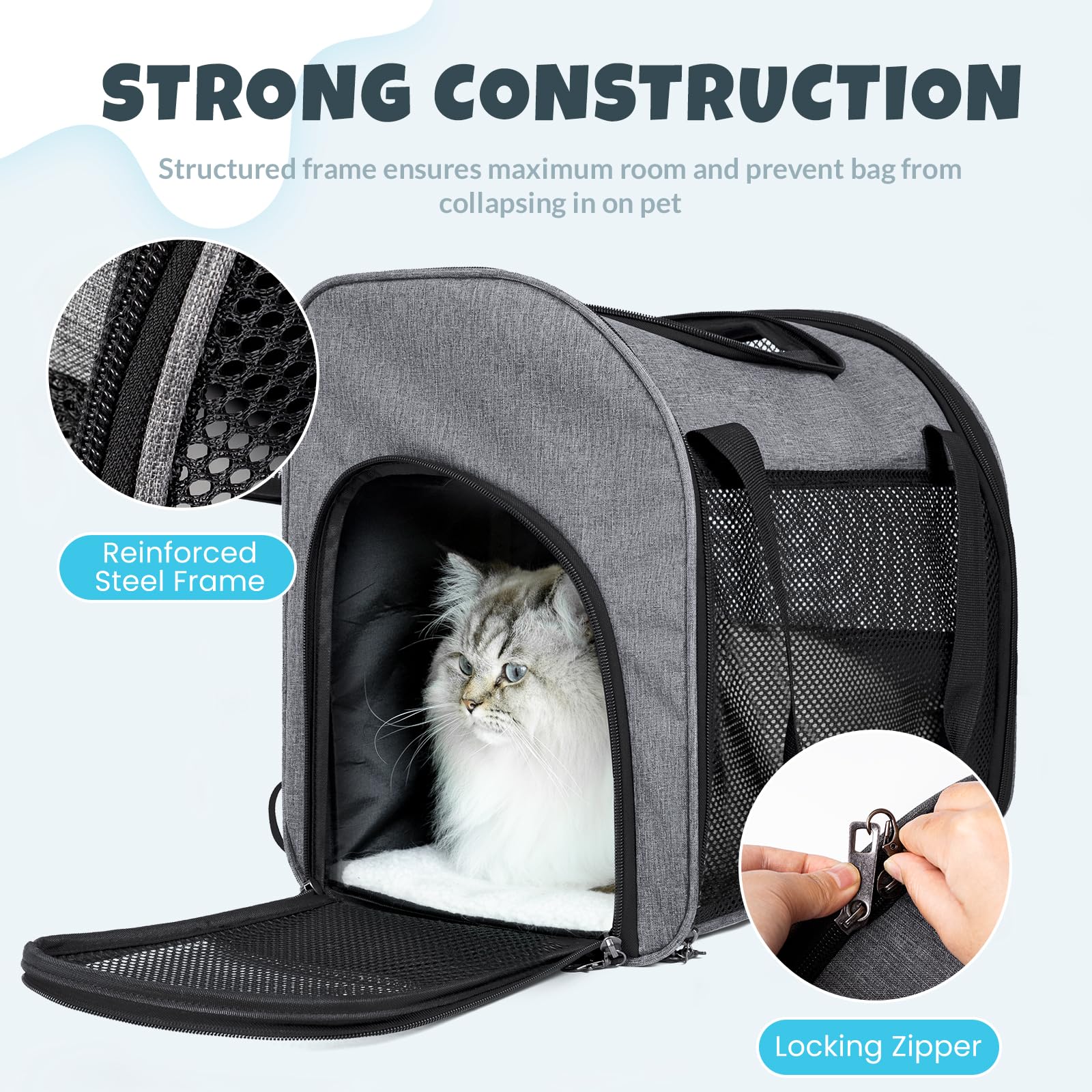 Trasportino per Cani e Gatti, Pieghevole, Per cani e gatti fino a 8 kg, Zaino da Viaggio per Animali Domestici