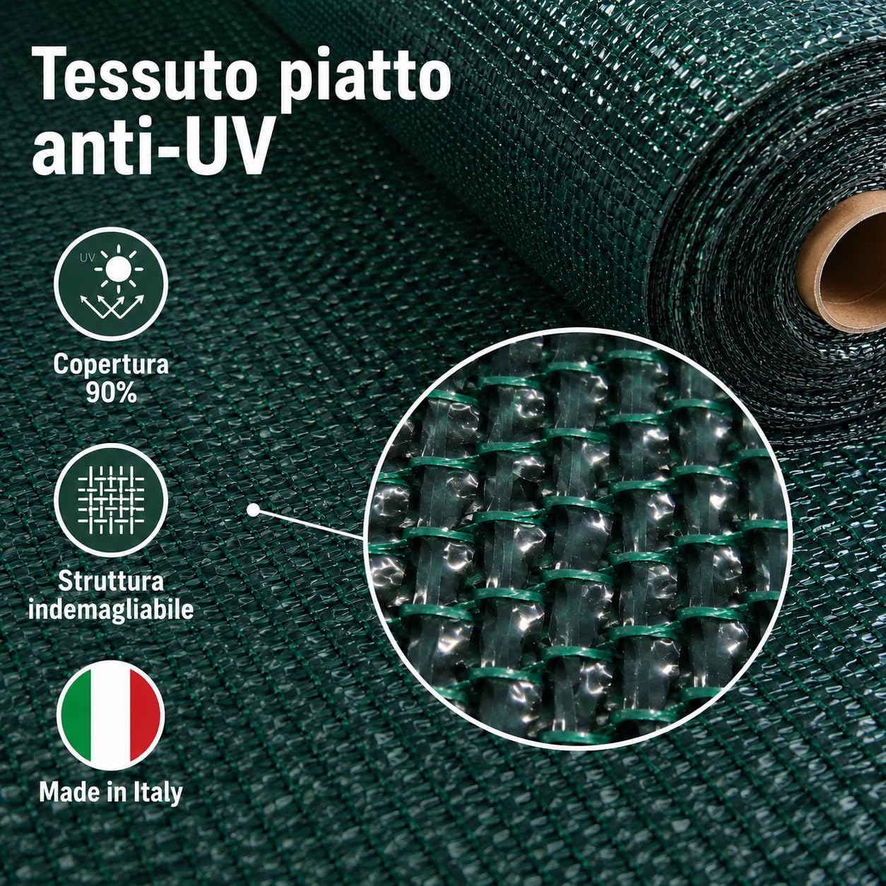 Masterbrico Rete Ombreggiante Verde per Orto, Ombra 90% — 400 cm x 25 metri | Filo piatto UV-resistente, indemagliabile — ideale per frangivista, frangisole, orto e tunnel agricoli