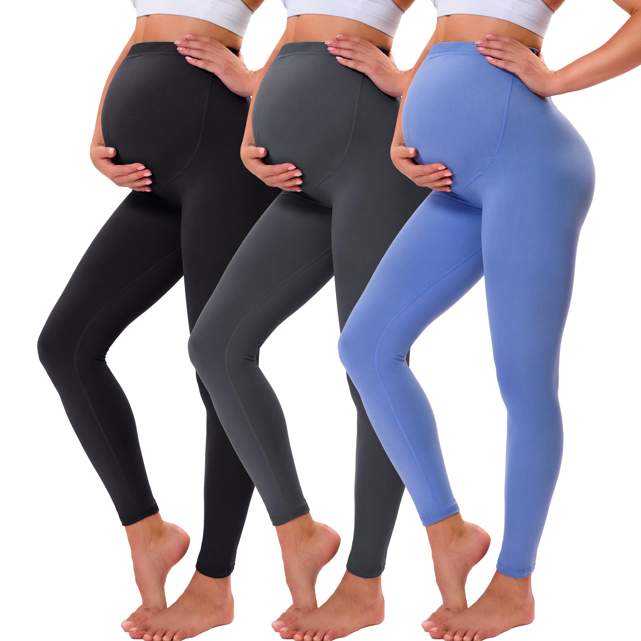 VALANDY Creamlush Maternity Leggings Over Bump Buttery Soft Belly Support Adjustable High Waisted Pregnancy Pants Yoga Pajama — view 19