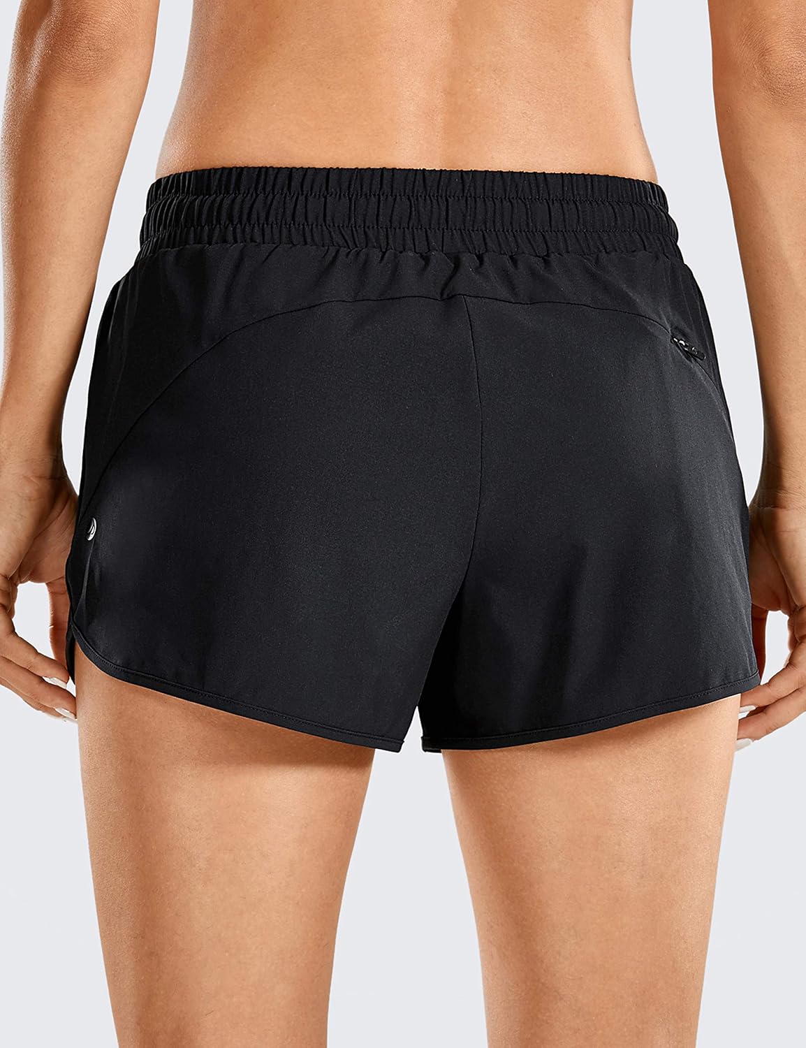 CRZ YOGA Women's Mid Rise Running Shorts Mesh Liner 3'' - Quick Dry Drawstring Workout Athletic Gym Shorts Zip Pocket