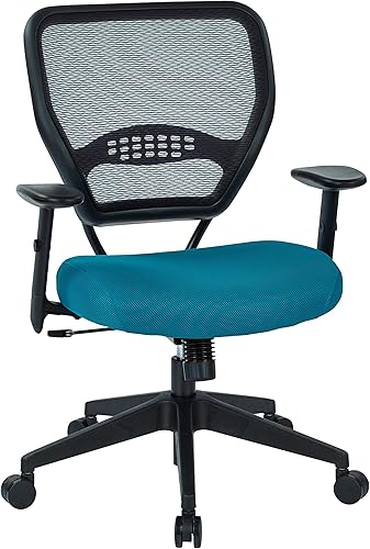 Miniatura 19 de Space Seating Serie 55 - Silla de escritorio de oficina ajustable con soporte lumbar integrado, malla negra Malla Negra,Azul (Blue Mesh),Malla