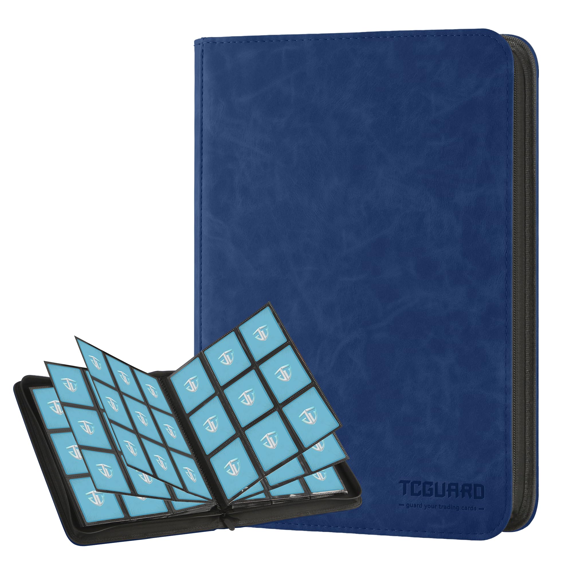 Trading Card Binder, 9 Side Loading Pocket Card Album Hold Up to 540 Cards, Zipper Binder for Cards Collection, TCG Card Holder for Game Card, Sports Card, Yugioh, MTG etc. (Navy Blue 9)