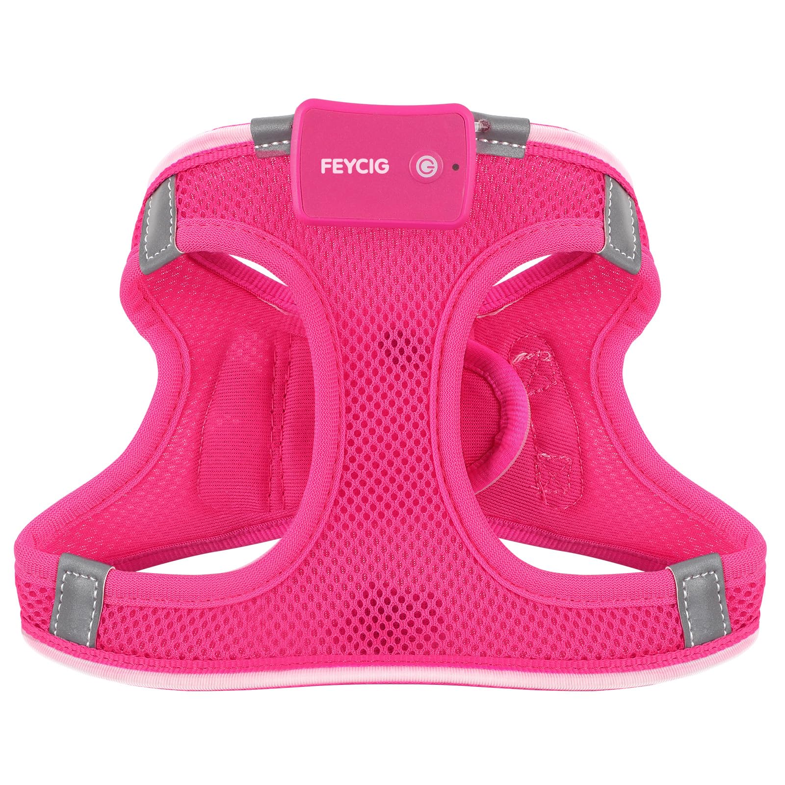 Imbracatura per cani illuminata, imbracatura per cani ricaricabile a LED per cani di piccola taglia e media | Gilet di sicurezza riflettente illuminato per passeggiate notturne e campeggio, leggero e regolabile, rosa, M