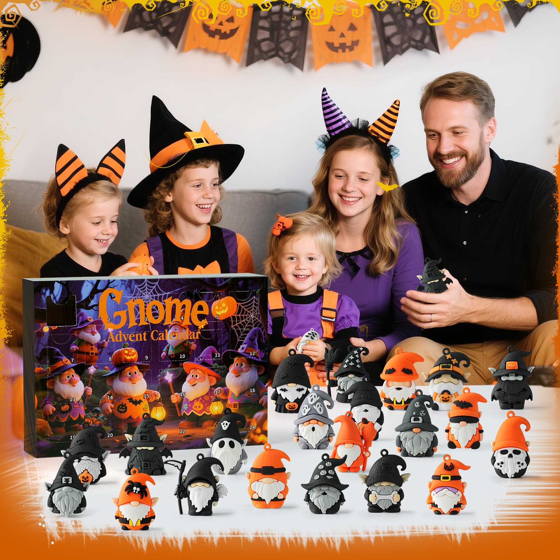 Calendario de Adviento de gnomo 2026, calendario de Adviento de cuenta regresiva de Halloween, calendario de Adviento, con 24 figuras coleccionables de gnomo, calendarios de Adviento de Halloween