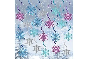 20 Pack Frozen Snowflake Hanging Decorations for Wonderland Christmas Decor