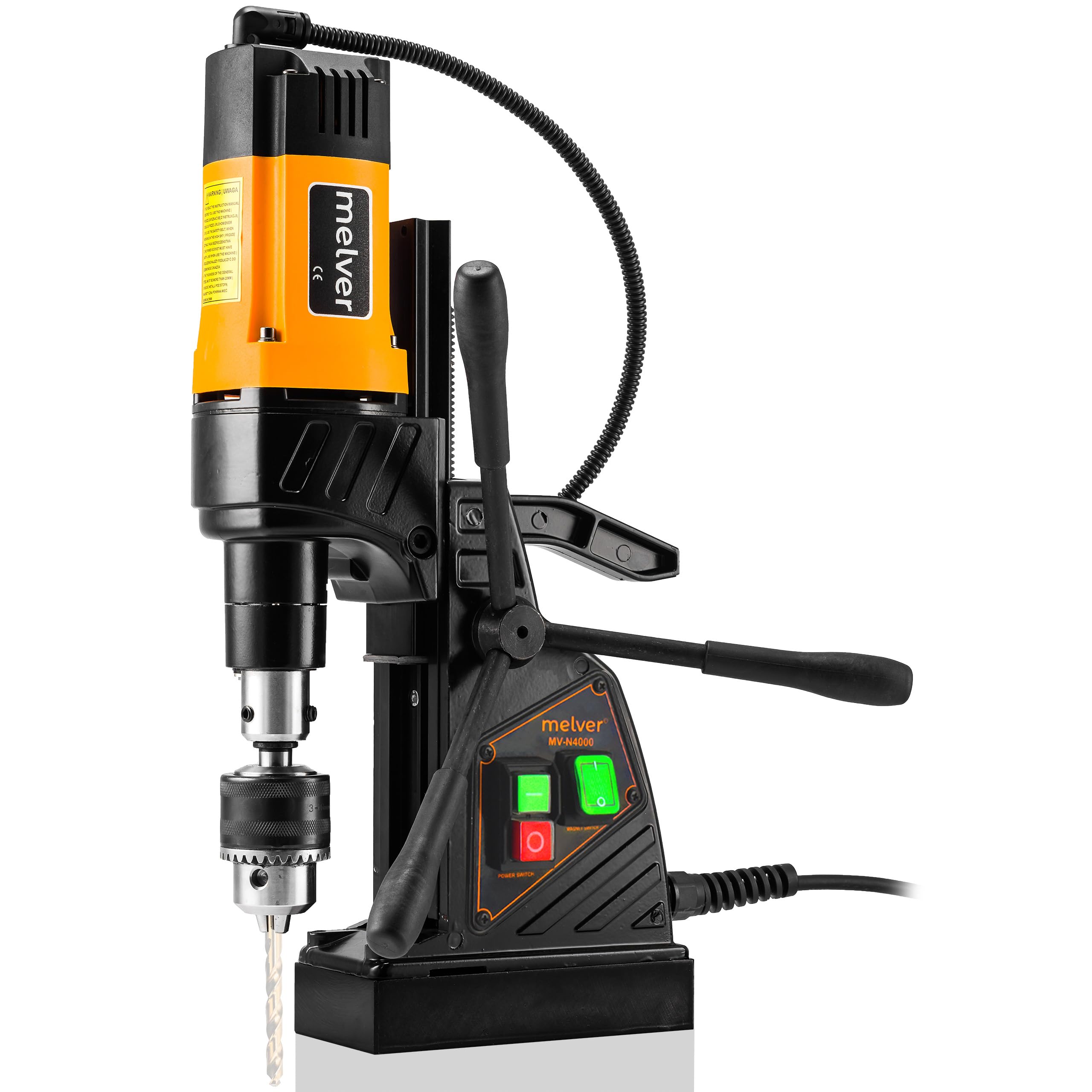 Trapano magnetico a nucleo, leggero, industriale, con Weldon e Borcope, mandrino Fi-40 mm/1480 W/10 kg/690 giri/min