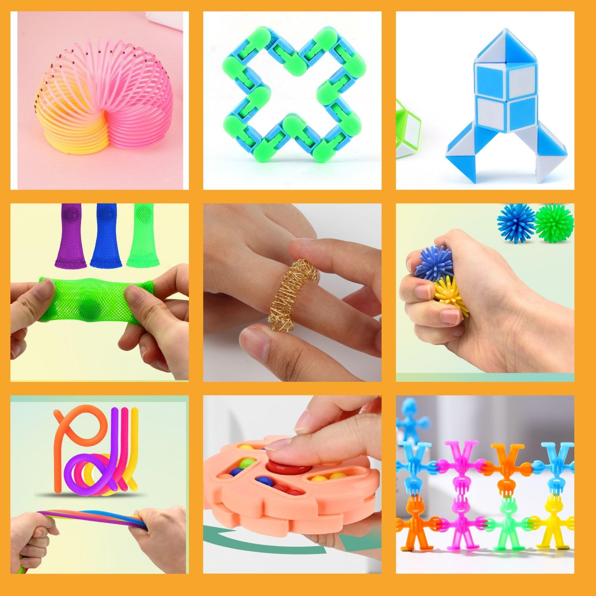 64 Pezzi Fidget Toys Set, Giochi Sensoriali Anti Ansia e Stress Per Adulti e Bambini, Push Bubble Twist Cubo, Antistress Ufficio, Regalini Fine Festa Compleanno Per Bambini Adulti Autismo