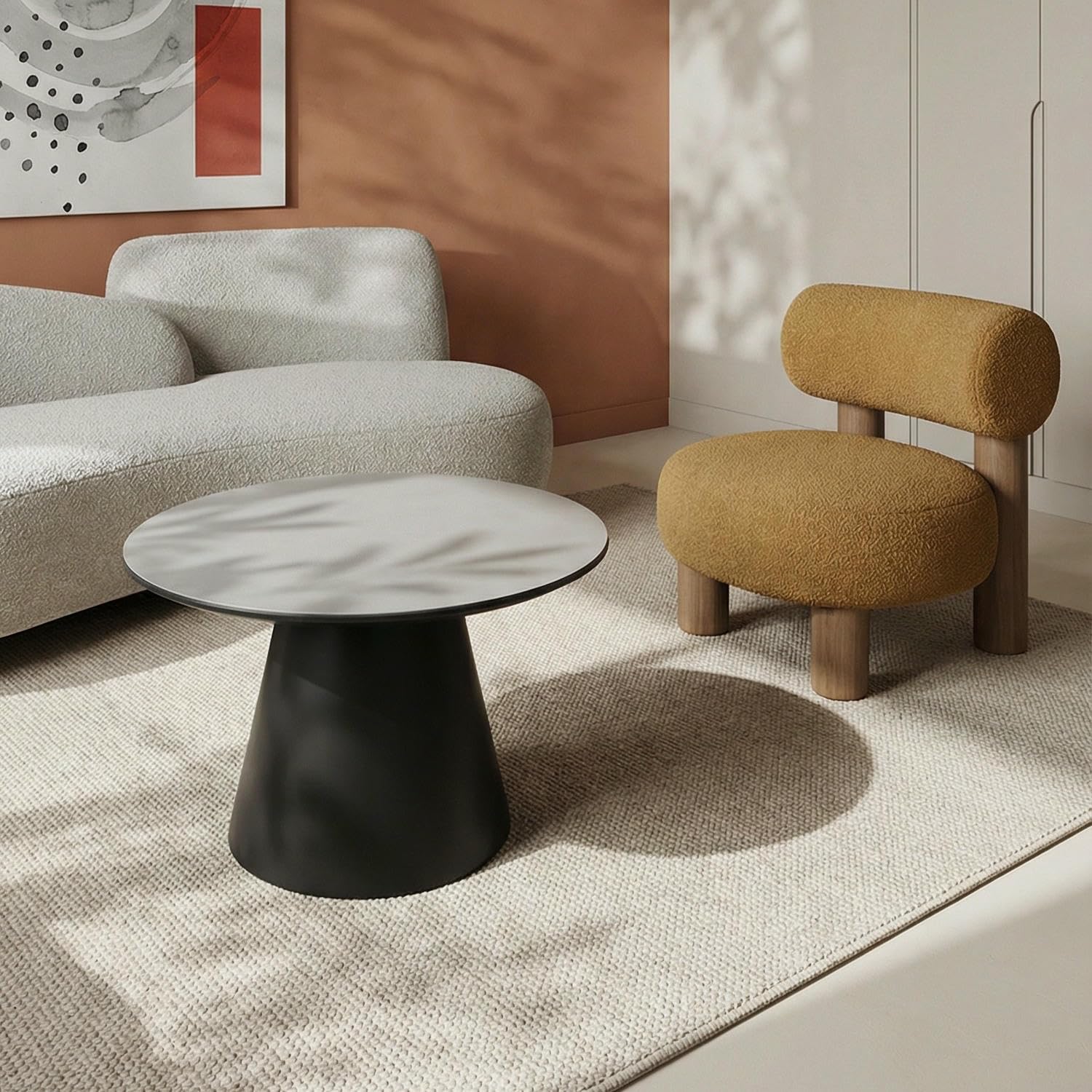 Table de salon moderne Furnhouse Tango imitation marbre au design épuré et robuste