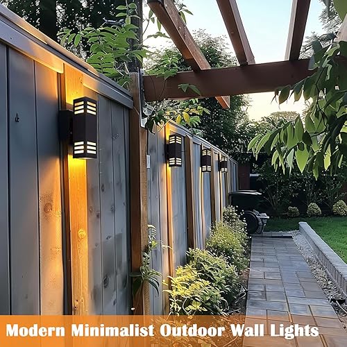 Miniatura 8 de Luces de pared inteligentes RGB, paquete de 2 lámparas de porche delantero, aplique cuadrado que cambia de color al aire libre con base E26, luces