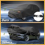 Waterproof All-Weather Universal Car Cover with Right Side Zipper & Mirror Pocket, 190T-PU Black Fits for SUV 181" to 190" Length