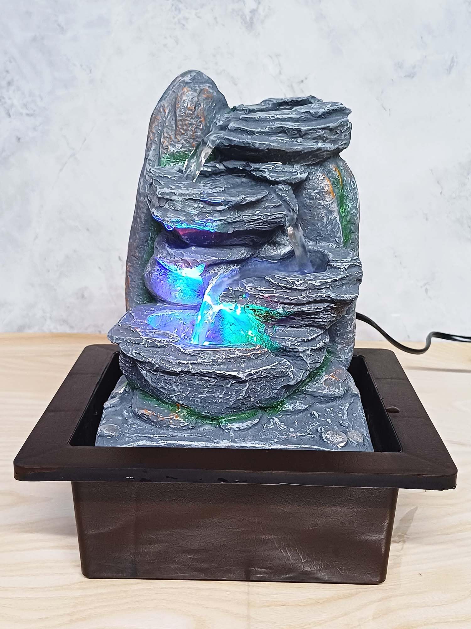VIVARS Tabletop Water Fountain, Environmental Resin Meditation Fountain, Desktop 4-Tier Fountain, Indoor Waterfall Feature with Light for Home Office Decor Relaxation (Waterfall-2) Grey (B0BPPXKDX7) Amazon Price History, Amazon Price Tracker