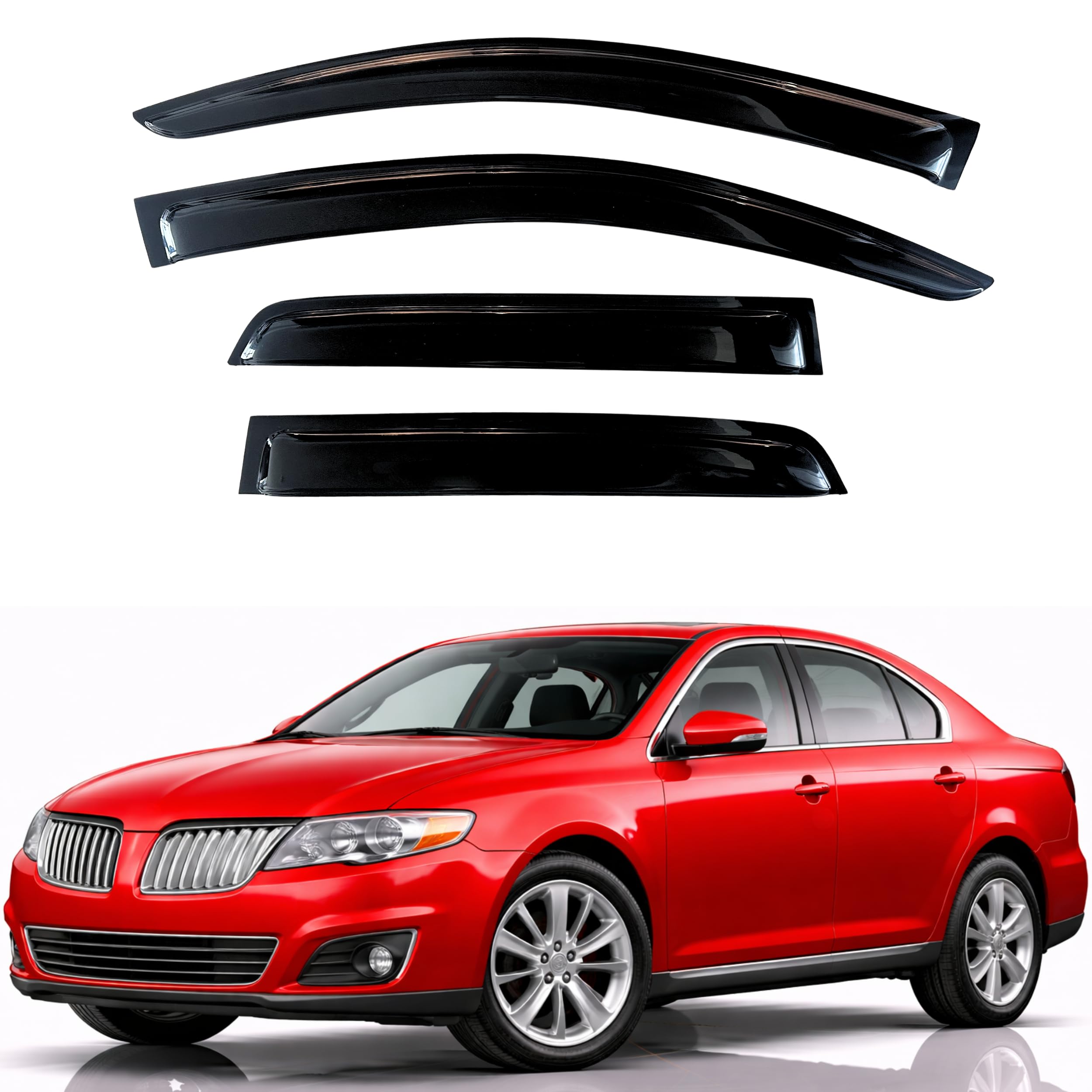 KPY Rain Guards Fit for 2009-2011 Lincoln MKS, Out-Channel Window Visors Vent Wind Deflectors 4PC, Car Accessories for 09-11 Lincoln MKS