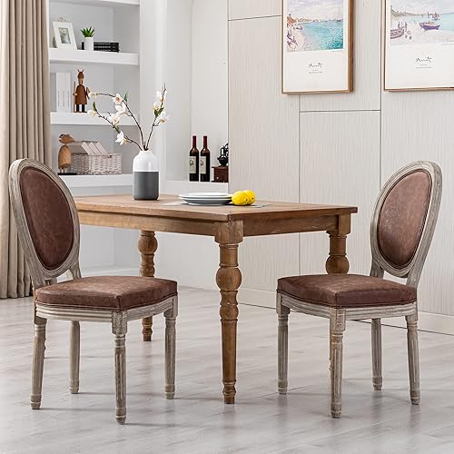 Miniatura 73 de Juego de 4 sillas de comedor de piel sintética, sillas de cocina de mediados de siglo, sillas Parsons tapizadas, sillas laterales con respaldo de