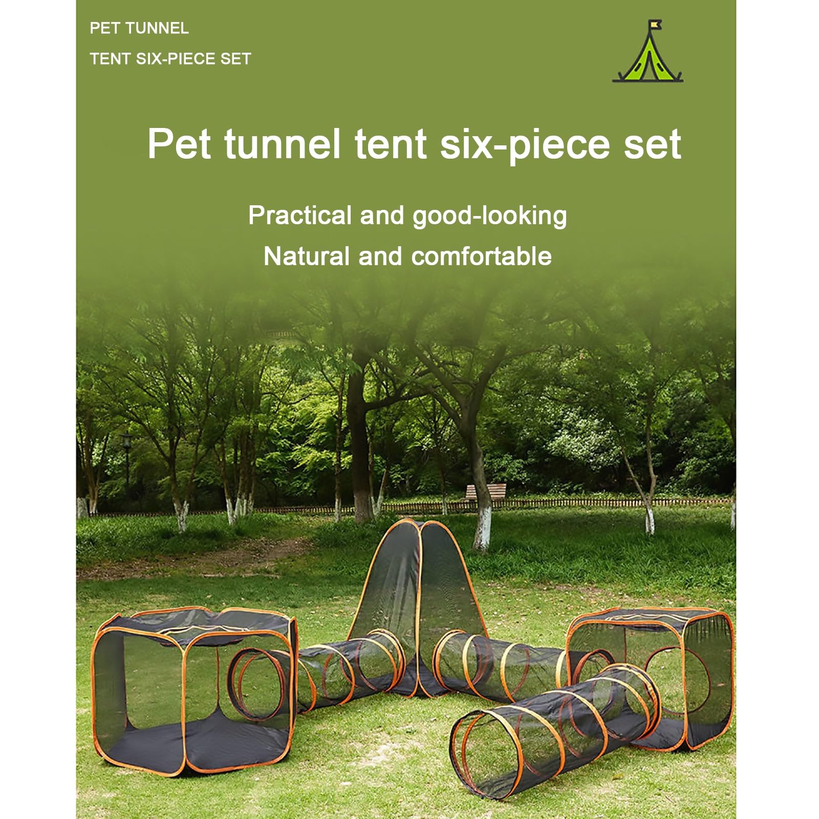 Tienda y Túnel para Gatos Al Aire Libre, Parque Portátil para Gatos 6 en 1, Túnel Plegable para Mascotas, para Gatos, Conejos, Hurones y Animales Pequeños