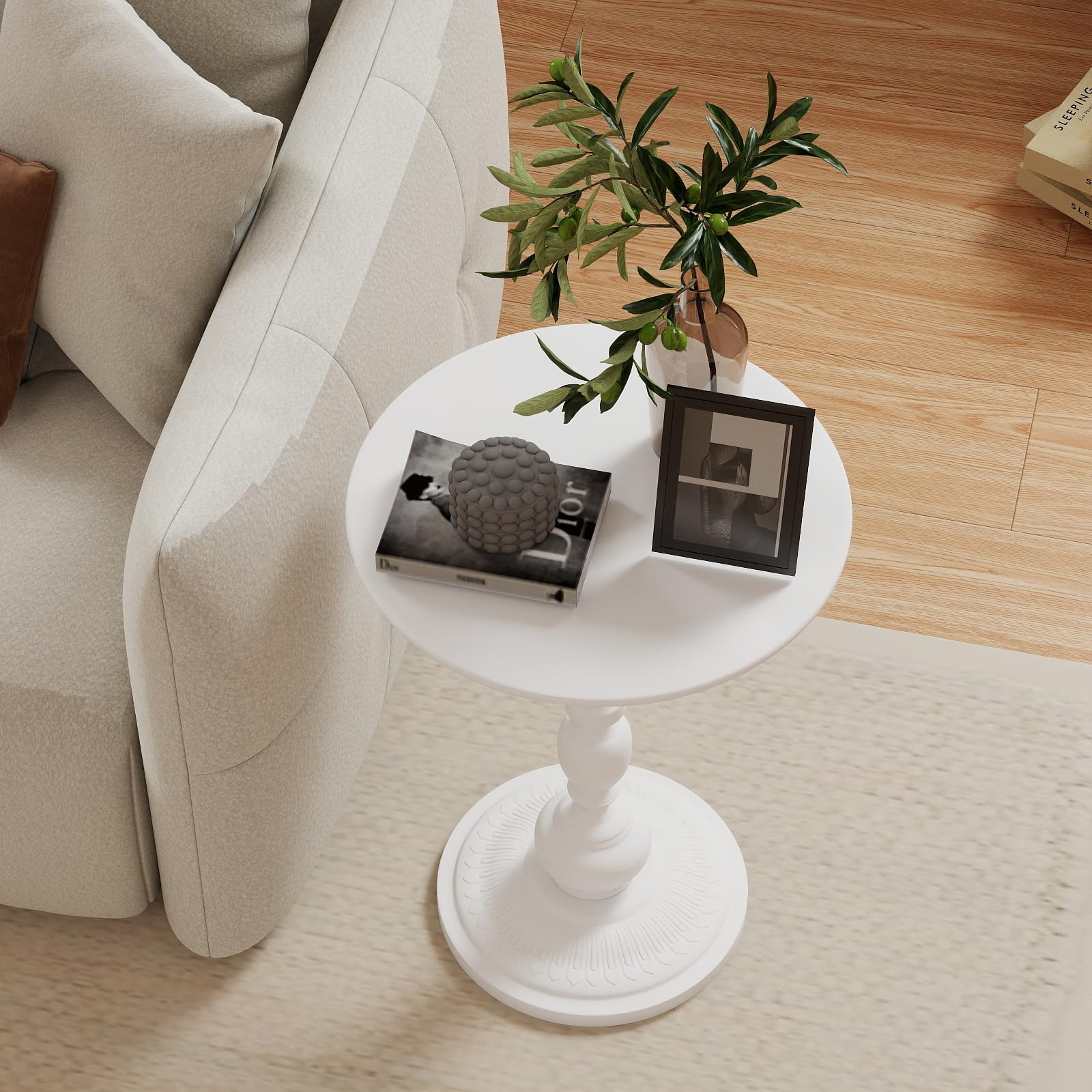 Set di 2 tavolini rotondi in metallo, colore bianco, tavolino piccolo per soggiorno, camera da letto, balcone, giardino, comodino, divano, 40 x 40 x 53 cm, 2 pezzi
