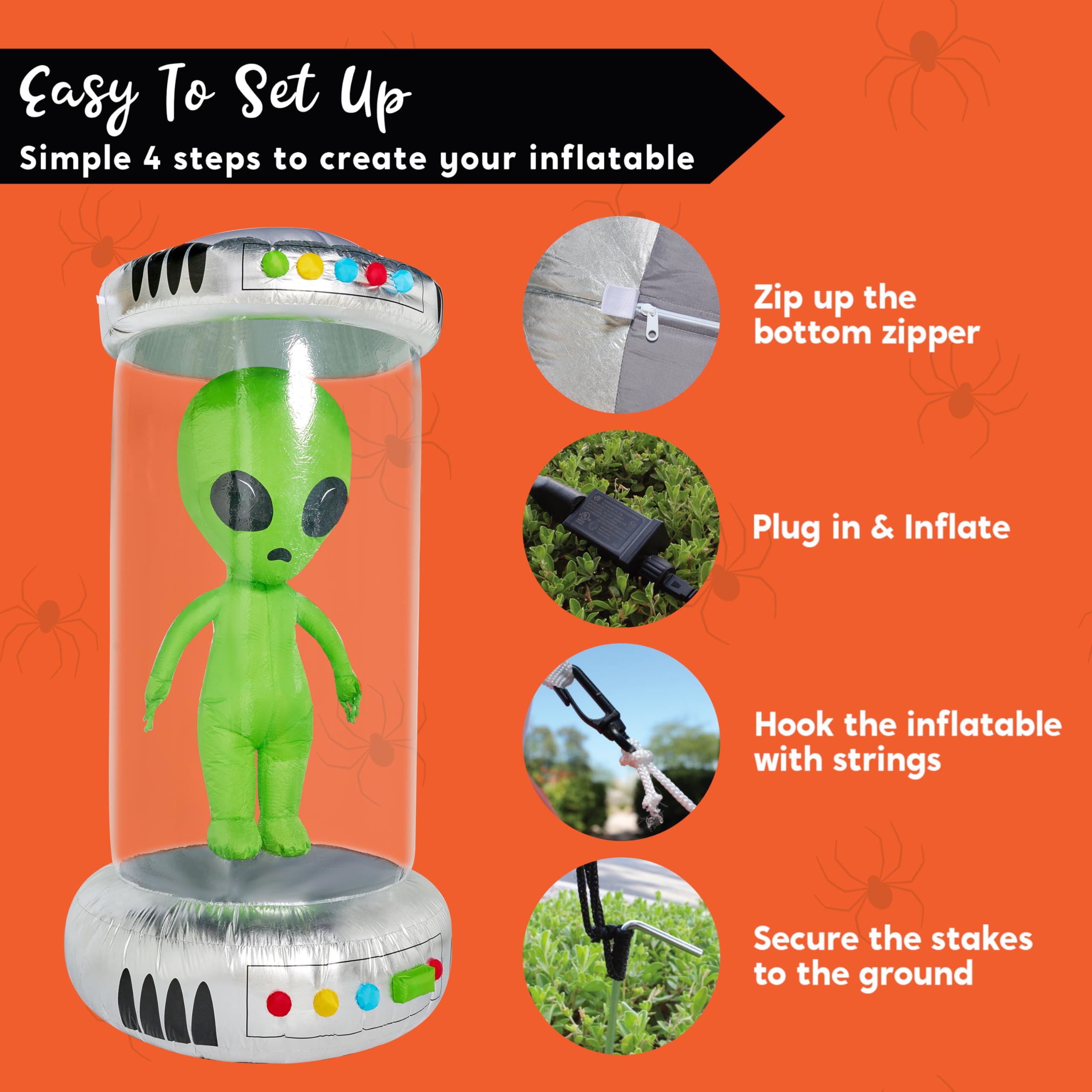 Joiedomi 7 Fuß hoher aufblasbarer Halloween-Alien mit riesigem Reagenzglas und integrierten animierten Lichtern. Perfekt für Halloween, Outdoor-Partys, Garten-, Rasen- und Hofdekoration.