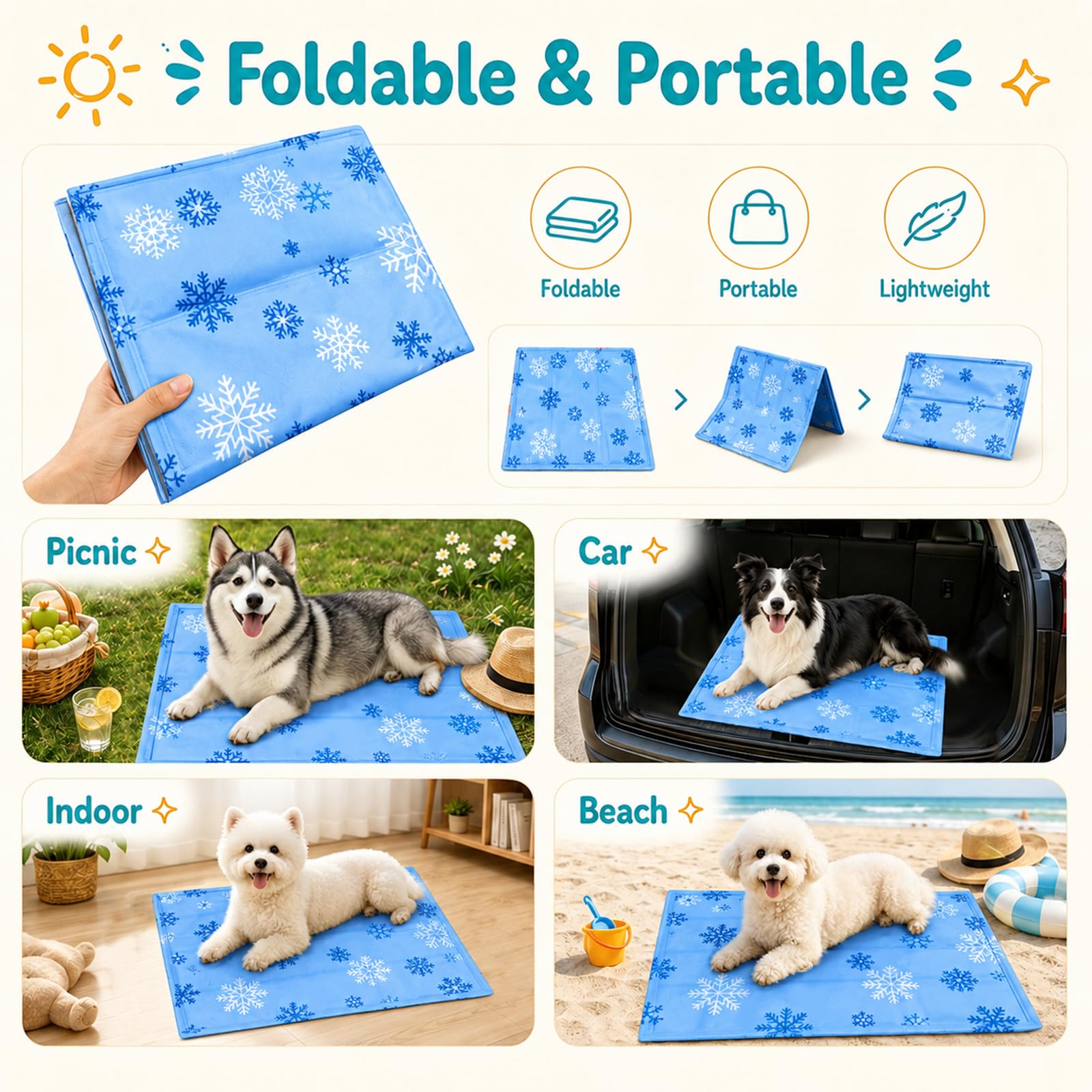 Cama Gel Frio para Perros, Manta Refrescante para Perros, Esterilla Refrescante Mascotas, Pet Cooling Mat for Cat, Almohadilla Refrescante Mascotas, Imprescindible en Verano, 2 Estilos (A)