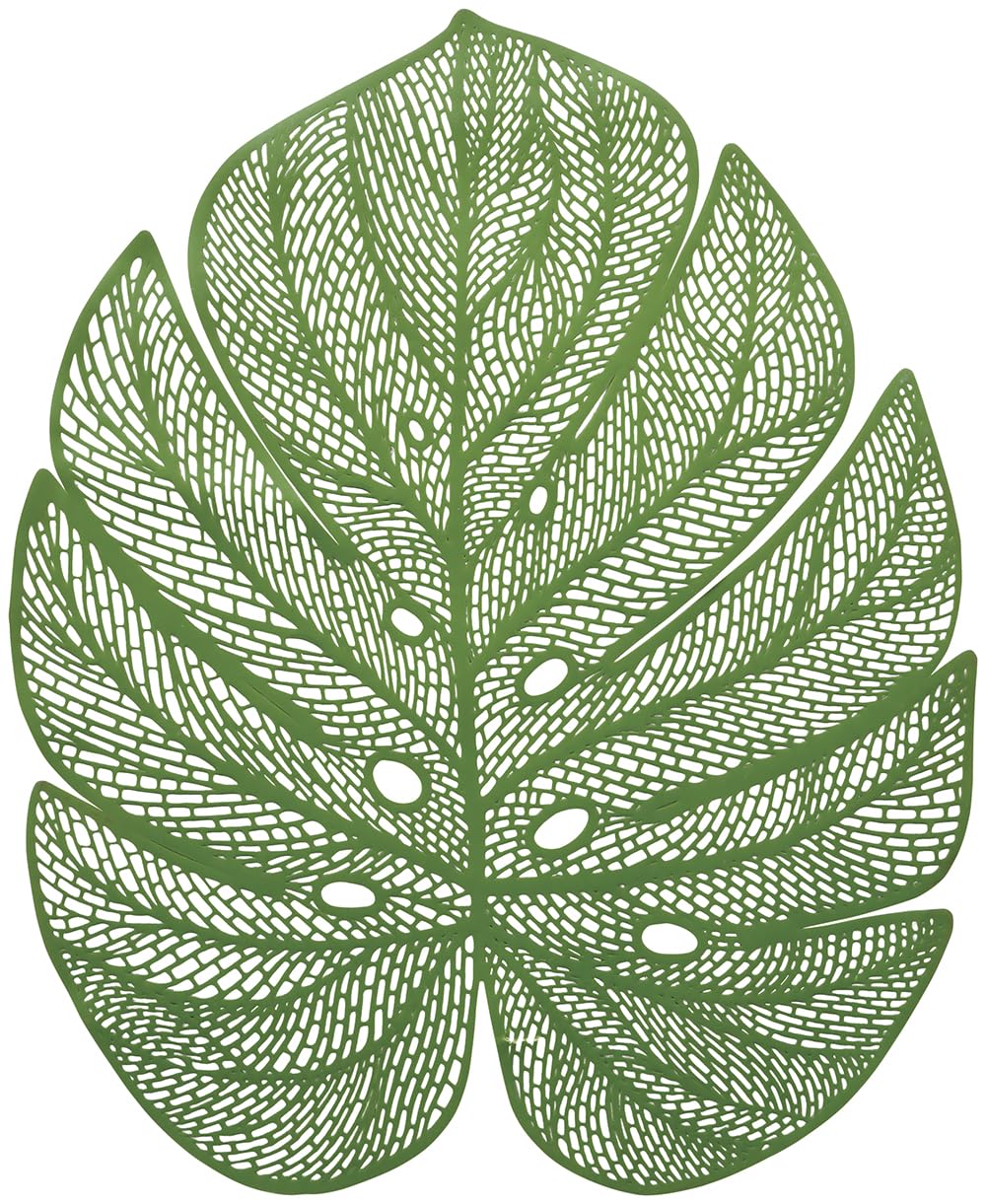 FIESTAS GUIRCA | Green Leaf Placemat (17.7 in) - Table Decoration for Summer and Graduation Parties - Ideal for Hawaiian Themed Celebrations and Tropical Events - Green
