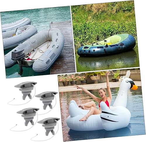 Miniatura 4 de Juego de 4 piezas de cubierta de válvula de aire para bote, kayak, canoa, barco inflable, buque, buque, buque, tapones, tapones