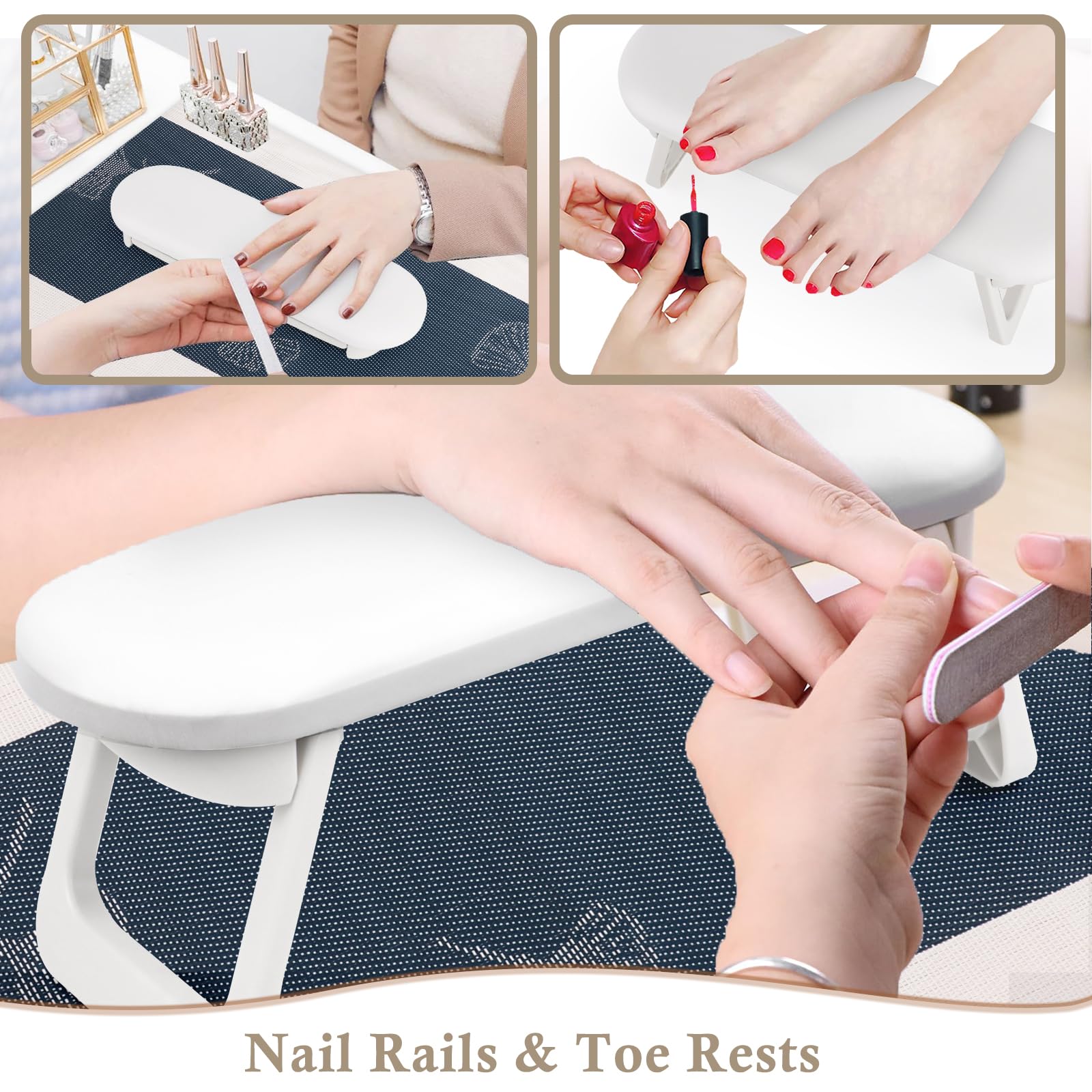 NVIYAM Poggiamano per Unghie Manicure, Poggiamano per Unghie Pieghevole in Pelle PU Cuscino, Poggia Mani per Unghie Professionale, Cuscino per Unghie Antiscivolo per Nail Art, Bianco