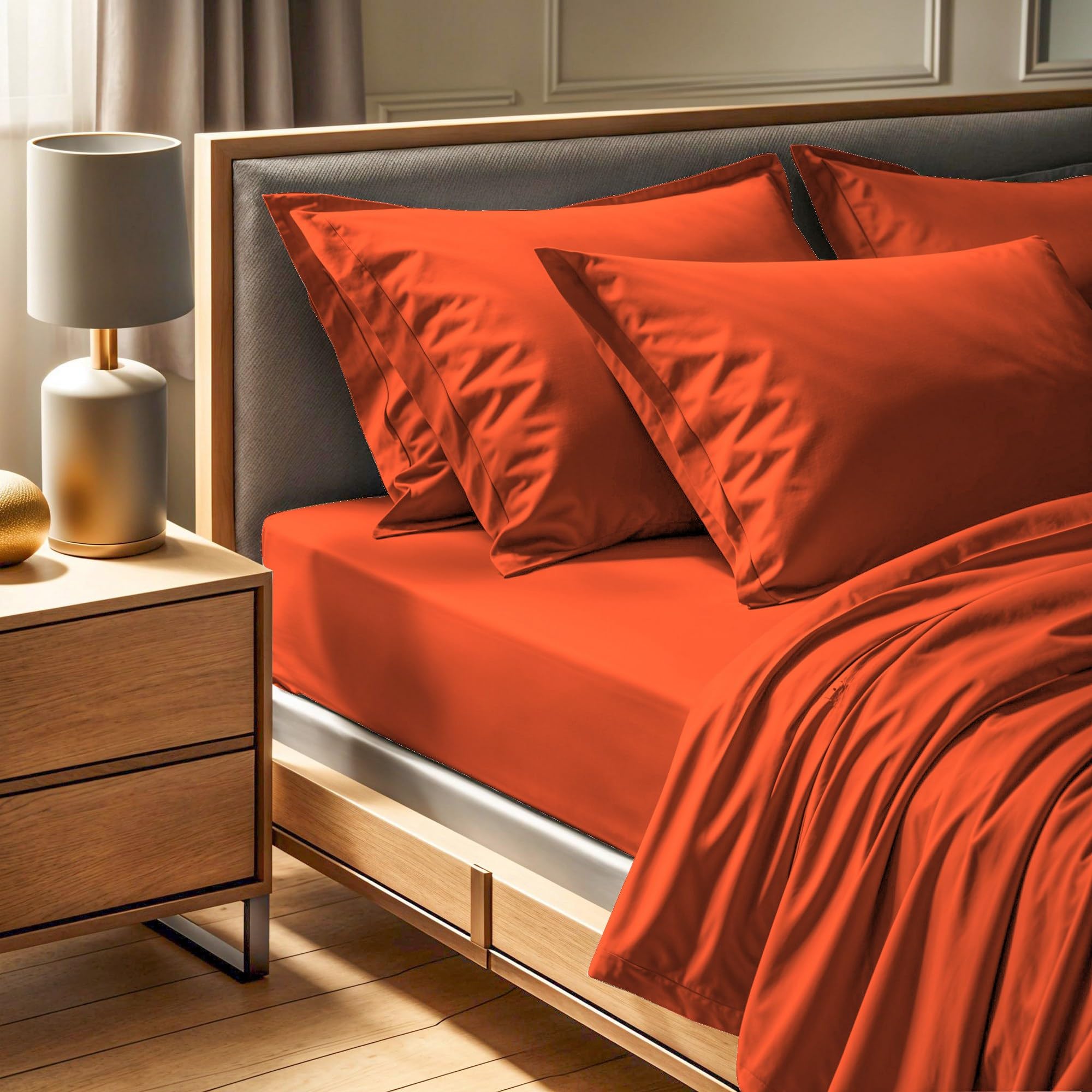 100% Cotton Ranforce Single Fitted Sheet (100 x 200 + 30 cm), Cinnamon Colour, 145 Thread Count | Machine Washable at 30°C | Soft & Durable for Comfort