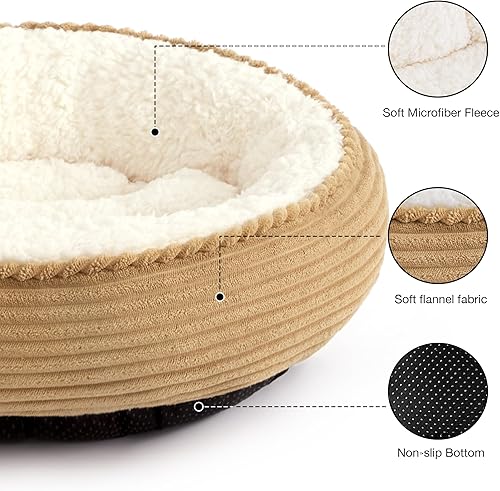 Miniatura 2 de Love's cabin Cama acolchada redonda en forma de dona para gatos y perros, cama para mascotas de 20 pulgadas para gatos o perros pequeños, parte